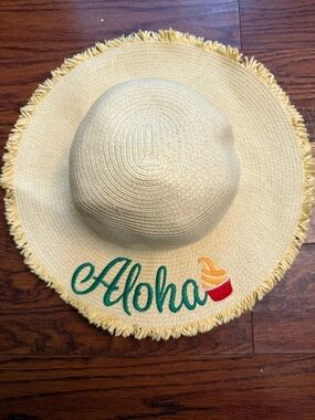 Aloha Dolewhip Embroidered Straw Sun Hat - Yellow